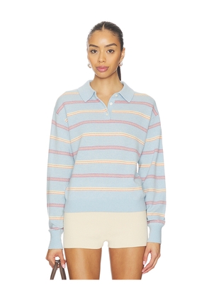 Guest In Residence Collegiate Stripe Polo in Baby Blue. Size S. Also in XS, M, L.