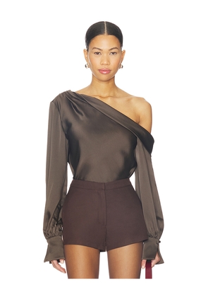 SIMKHAI Alice One Shoulder Top in Brown. Size M. Also in XS.