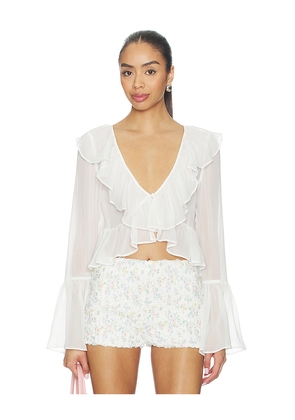 For Love & Lemons Lila Flare Top in White. Size XS. Also in S, M, L, XL.