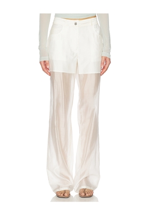 Helmut Lang Sheer Bootcut Pant in White. Size 8. Also in 2, 10.