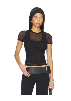 Helmut Lang Mesh Layered Top in Black. Size XS. Also in S, M, L.