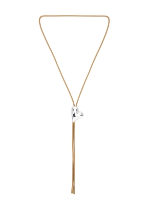 Jenny Bird Art Heart Bolo Tie Necklace in Metallic Silver.