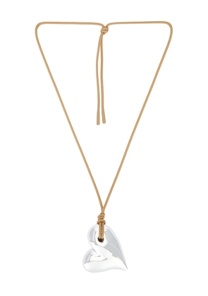 Jenny Bird Mega Art Heart On A String Necklace in Metallic Silver.