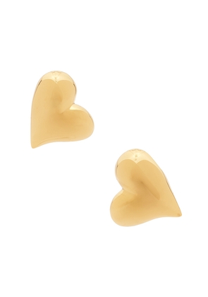 Jenny Bird Art Heart Symmetrical Button Earrings in Metallic Gold.