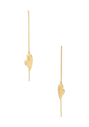 Jenny Bird Puffy Heart Threaders Earrings in Metallic Gold.