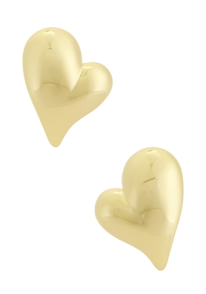 Jenny Bird Mega Art Heart Symmetrical Button Earring in Metallic Gold.