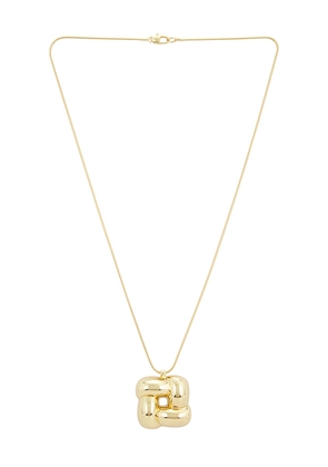 Jenny Bird Woven Square Pendant Necklace in Metallic Gold.