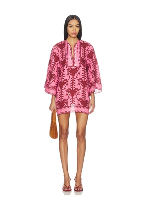 Johanna Ortiz Wild Savannah Tunic Dress in Pink,Burgundy. Size 2. Also in 4.