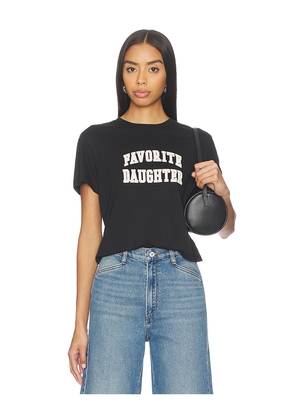 Favorite Daughter The Cropped Collegiate Tee in Black. Size S. Also in XS, M, L, XL.