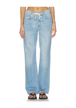 GRLFRND Bella Low Rise Boyfriend Drawstring in Blue. Size 23. Also in 24, 25, 26, 27, 28, 29, 30, 31, 32.