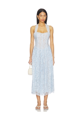 For Love & Lemons Lakeside Midi Dress in Baby Blue. Size XS. Also in S, M, L, XL.