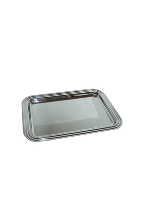 HueGah Home Harlow Tray in Metallic Silver.