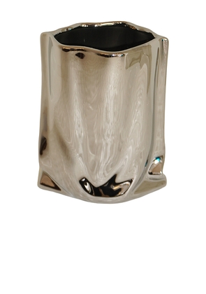 HueGah Home Esmee Vase in Metallic Silver.