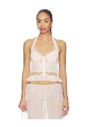 For Love & Lemons Gilded Lace Bustier in Blush. Size XS. Also in S, M, L, XL.