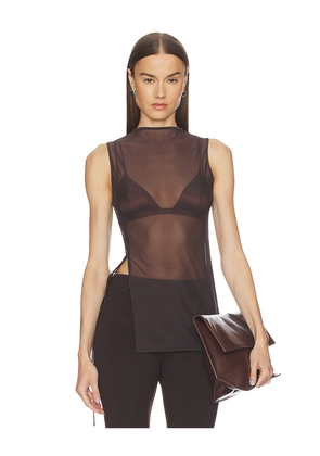 Jade Cropper Sheer Sleeveless Top in Brown. Size 34. Also in 36, 38.