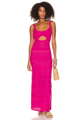 Lovers and Friends Tayla Pointelle Maxi Dress in Fuchsia. Size XS. Also in S, M.
