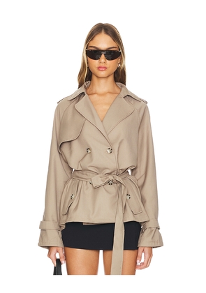 LIONESS Cropped Trencherous Coat in Beige. Size XXS. Also in XS, XXL.