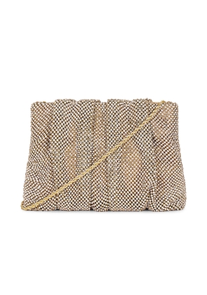 Loeffler Randall Crystal Gathered Flat Clutch in Metallic Silver.