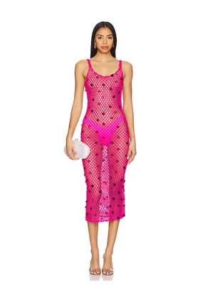 MORE TO COME Adelida Crochet Midi Dress in Pink. Size XS. Also in L.
