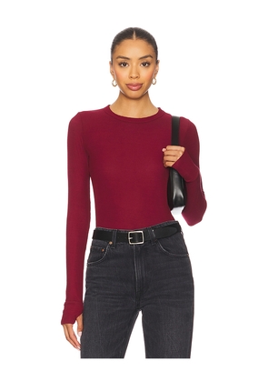 Michael Lauren Alick Long Sleeve Fitted Top in Burgundy. Size S. Also in XS, M, L, XL.