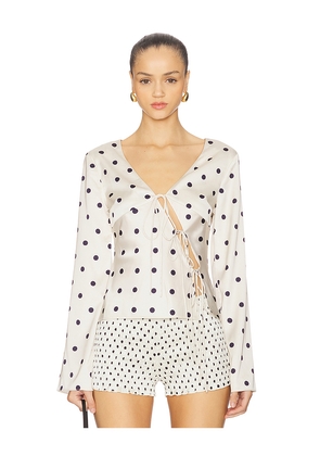 LIONESS Mariah Long Sleeve Top in Cream. Size S. Also in M.