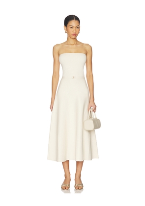 Karina Grimaldi Eira Strapless Midi Dress in White. Size XS. Also in S, M.