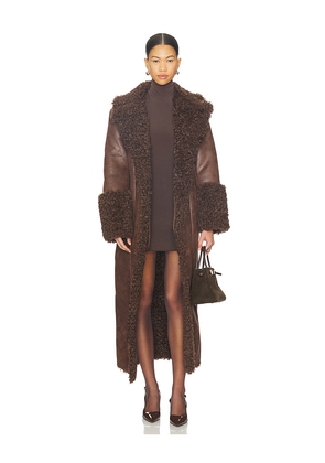 LAMARQUE Polly Faux Fur Trench Coat in Brown. Size S. Also in XS, M, XXS.