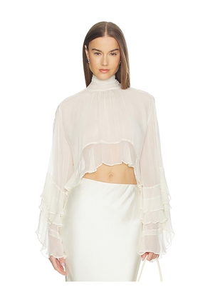 LOBA Zoe Ruffle Blouse in Ivory. Size XS. Also in XXS, S, M, L, XL.