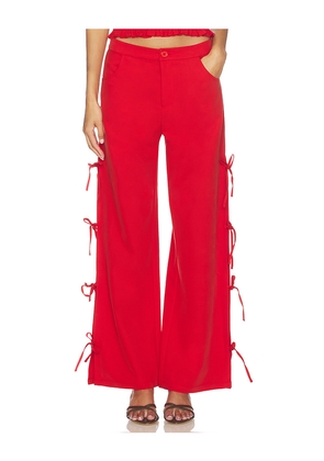 LNA Delia Tie Side Pant in Red. Size S. Also in XS, M, L, XL.