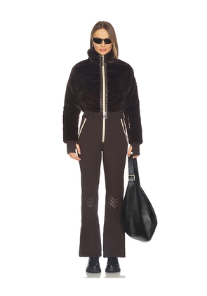 My Sunday Ski Faux Fur Altitude Ski Suit in Chocolate. Size S. Also in L.