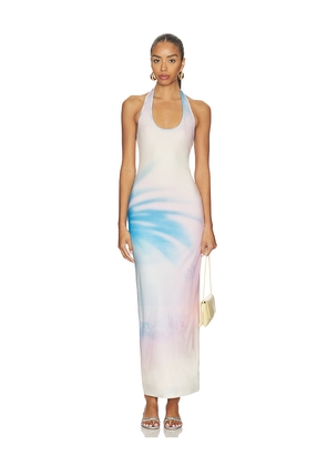 Kulani Kinis Halter Maxi Dress in Blue. Size S. Also in XS, M, L, XL.