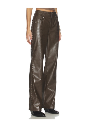 LAMARQUE x REVOLVE Devin Faux Leather Croco Studded Pant in Chocolate. Size 26. Also in 24, 25.