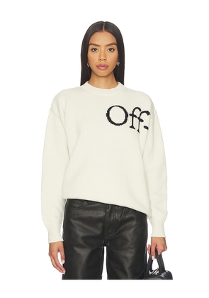 OFF-WHITE Bookish Shared Knit Crewneck in White in White. Size XS. Also in M.