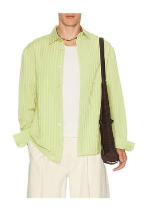 KROST Jordan Striped Wrinkle Shirt in Green. Size S. Also in M, L, XL/1X.