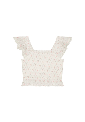 LoveShackFancy Tween Jeanna Top in Ivory. Size 7. Also in 8, 9, 10, 12, 14.