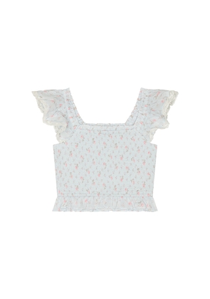 LoveShackFancy Tween Jeanna Top in Blue. Size 7. Also in 8, 9, 10, 12, 14.