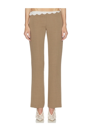 Magda Butrym Scallop Waist Trouser in Beige. Size 36. Also in 38, 40.