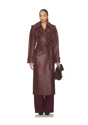 MANOKHI Melissa Trench Coat in Burgundy. Size 34. Also in 36, 38.