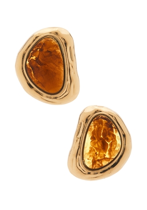 Lovers and Friends Marie Earrings in Metallic Gold,Cognac.