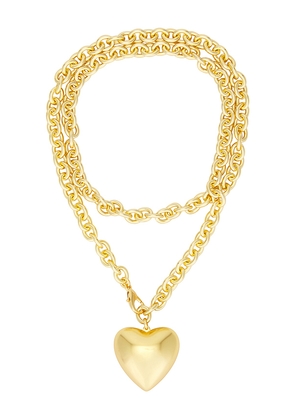 Roxanne Assoulin Heart And Soul Long Pendant Necklace in Metallic Gold.