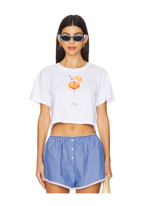Polychrome Goods Aperol Spritz Watercolor Crop Top in White. Size M. Also in XS.