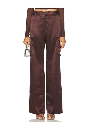 SEROYA Galia Satin Cargo Pant in Brown. Size S. Also in XL.