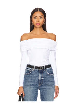 Susana Monaco Off The Shoulder Gathered Long Sleeve Top in White. Size XL. Also in S.