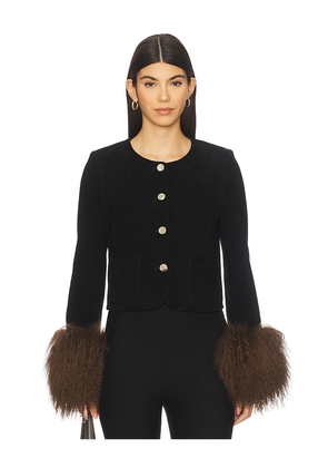 Susanna Chow Frida Suede Jacket in Black. Size S. Also in M, L.
