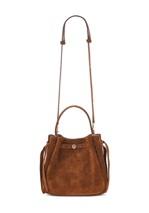 Tory Burch Romy Bucket Bag in Cognac.
