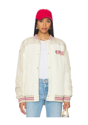 Terez x REVOLVE 49ers Double Yoke Bomber in Cream. Size S. Also in XS, XL.