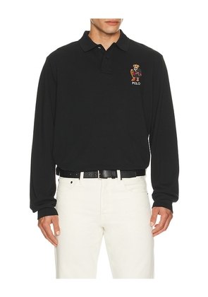 Polo Ralph Lauren Long Sleeve Novelty Holiday Bear Polo in Black. Size XL/1X. Also in S.