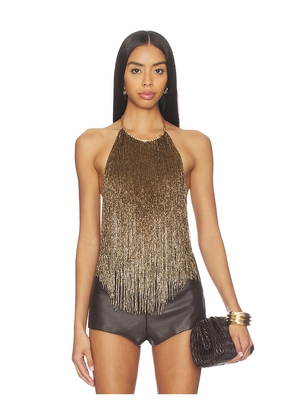 retrofete Sable Fringe Top in Metallic Gold. Size XS. Also in M.