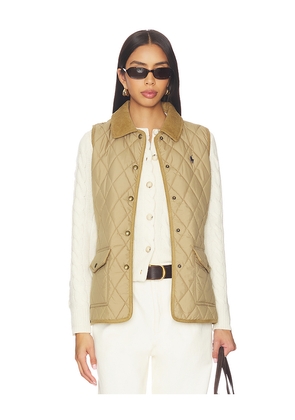 Polo Ralph Lauren Matte Fine Polyester Woven Vest Coat in Tan. Size XS. Also in S, L.