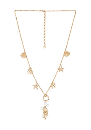 self-portrait Gold Coral Charm Necklace in Metallic Gold.